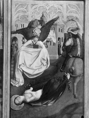 Barbara-Altar — Die heiligen Felix und Adauctus und Szenen aus dem Leben der heiligen Barbara — Schleifung der heiligen Barbara