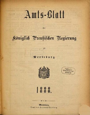 Amtsblatt der Regierung zu Merseburg. 1888