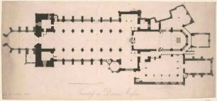 Grundriss des Domes zu Meißen, mit Maßangabe in rheinischem Fuß, Blatt Nr. 1 aus Mappenwerk "Der Dom zu Meißen" von Friedrich Wilhelm Schwechten