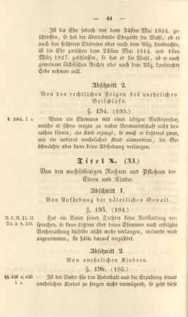 Titel X. Von den wechselseitigen Rechten und Pflichten der Eltern und Kinder.