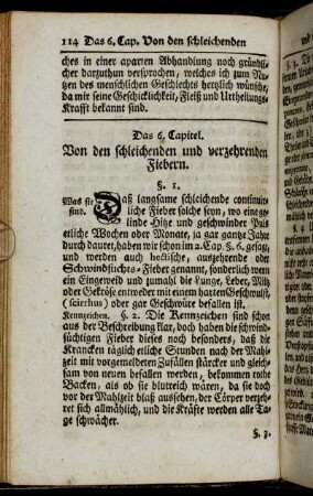 Das 6. Capitel. Von den schleichenden und verzehrenden Fiebern.