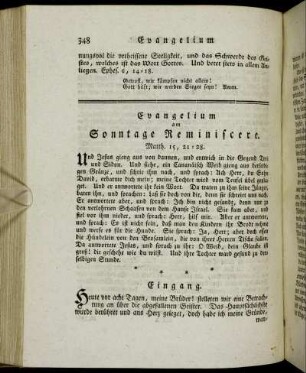 Evangelium am Sonntage Reminiscere. - Evangelium am Sonntage Oculi.