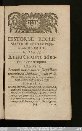 Liber II. A nato Christo ad nostra usque tempora.
