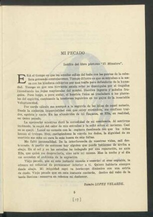 Mi pecado : Inédito del libro póstumo "El Minutero".