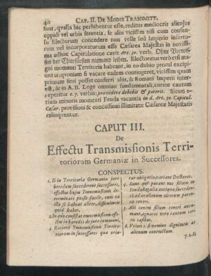 Caput III. De Effectu Transmissionis Territoriorum Germaniae in Successores.