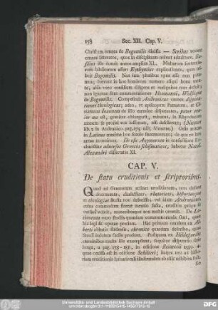 Cap. V. De statu eruditionis et scriptoribus.