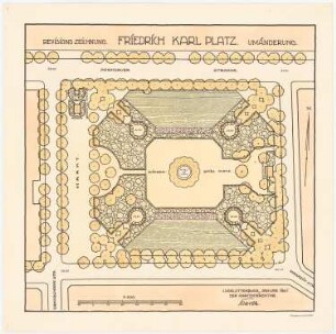 Friedrich-Karl-Platz, Berlin-Charlottenburg: Grundriss der Platzanlage 1:500, Maßstabsleiste