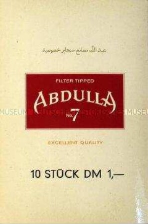 Werbeaufkleber für "Abdulla No.7" - Zigaretten
