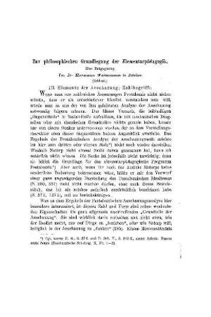 Zur philosophischen Grundlegung der Elementarpädagogik : eine Entgegnung ; (Schluss)
