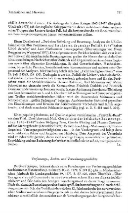 Rezensionen und Hinweise : Verfassungs-, Rechts- und Verwaltungsgeschichte