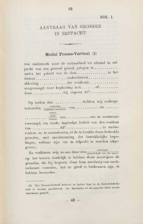 Bijl. I. Aanvraag van gronden in erfpacht