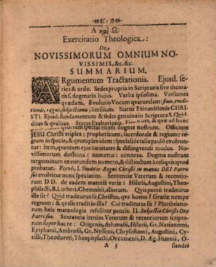 Exercitatio theologica de novissimorum omnium novissimis : I. Cor. c. 15. comm. 24. seq.