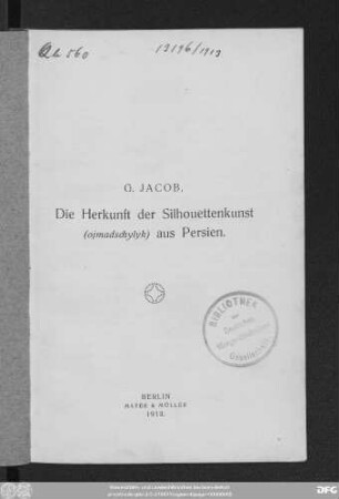 Die Herkunft der Silhouettenkunst (ojmadschylyk) aus Persien
