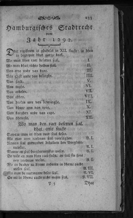 Hamburgisches Stadtrecht vom Jahr 1292.