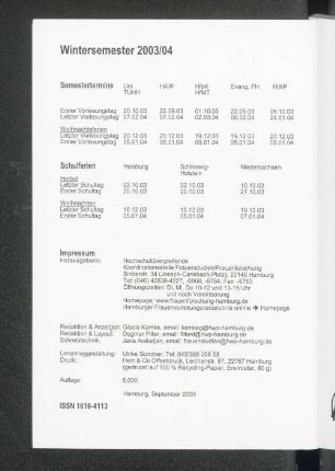 Wintersemester 2003/04