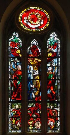 Frankreich. Haute Normandie. Eure. Pont Audemer. Eglise Saint Ouen. Gruendung 11 Jahrhundert. Renaissance Fenster. Detail