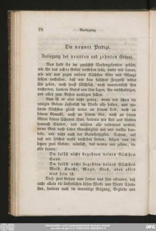 Die neunte Predigt. Auslegung des neunten und zehnten Gebots.