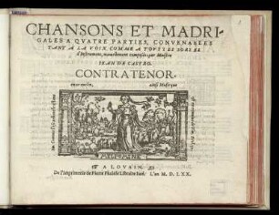 Jean de Castro: Chansons et madrigals a quatre parties ... Contratenor