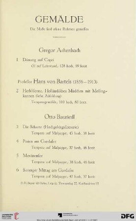 Gemälde (Nr. 1-179)
