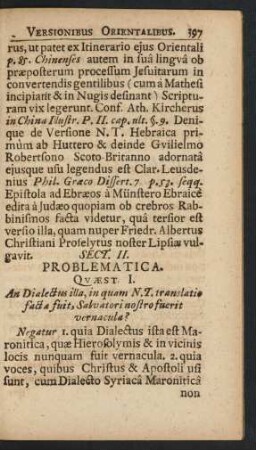 Sect. II. Problematica