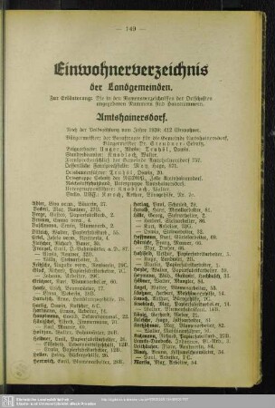 Einwohnerverzeichnis der Landgemeinden