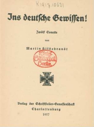 Ins deutsche Gewissen : zwölf Sonette