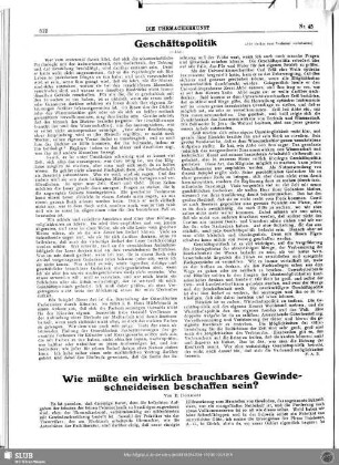 Geschäftspolitik (Schluß)
