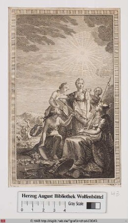 Minerva von den drei Grazien umgeben