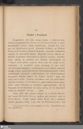 VIII. Handel i Przemysl