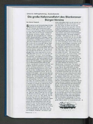 Erlebnis: Hafengeburtstag - Auslaufparade. Die große Hafenrundfahrt des Blankeneser Bürger-Vereins