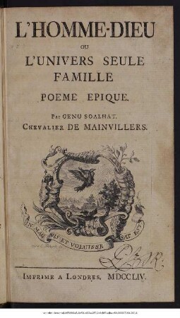 L'Homme-Dieu Ou L'Univers Seule Famille : Poeme Epique