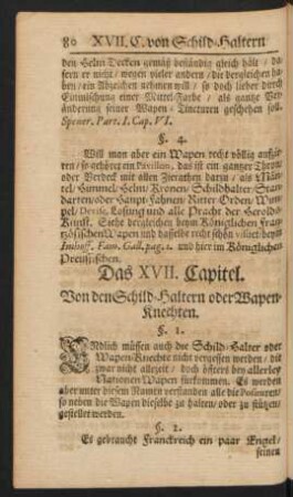 Das XVII. Capitel. Von den Schild-Haltern oder Wapen-Knechten