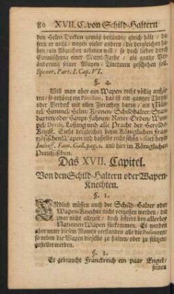 Das XVII. Capitel. Von den Schild-Haltern oder Wapen-Knechten