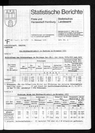 Die Hochbautätigkeit in Hamburg im November 1972 : Lfd. Nr. 4