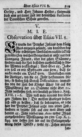 M. I. E. Observation über Esaiae VII. 8.