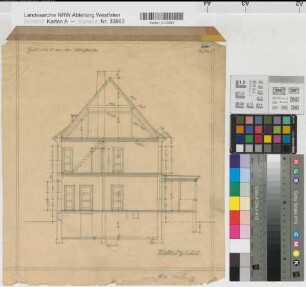 Münster (Münster) Wohnhäuser Ulrichstraße Schnitt 1923 1 : 50 35,5 x 31 Zeichnung Westfälische Heimstätte Wohnungsgesellschaft Münsterland