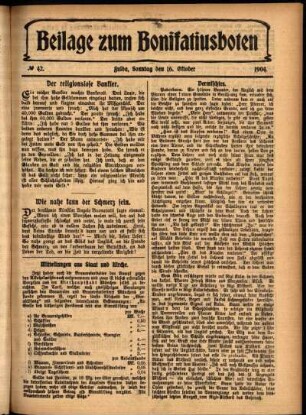 Zweite Ausgabe vom Sonntag, den 16. Oktober 1904.