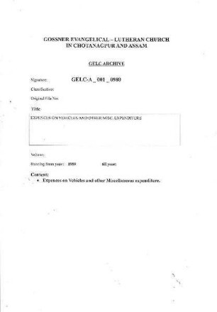EXPENCES ON VEHICLES AND OTHER MISC. EXPENDITURE