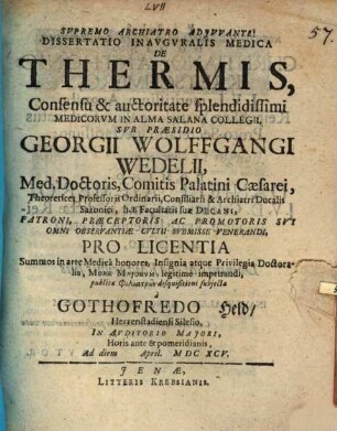 Diss. inaug. med. de thermis