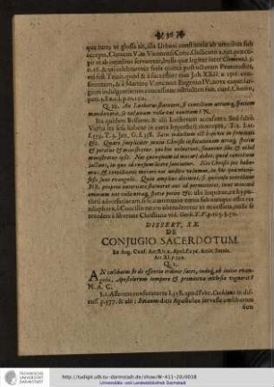 Dissert. XX. De Conjugio Sacerdotum.