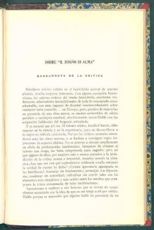 Sobre "Il sogno di Alma" : Bancarrota de la crítica