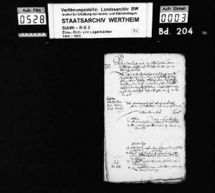 Abrechnung mit den Gültleuten zu Uissigheim pro anno 1645, geschehen zu Külsheim den 19./20. Februar anno 1646