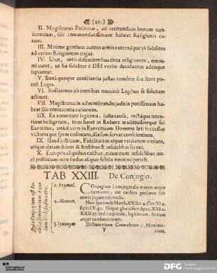 Tab. XXIII. De Conjugio.
