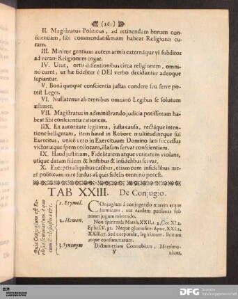Tab. XXIII. De Conjugio.