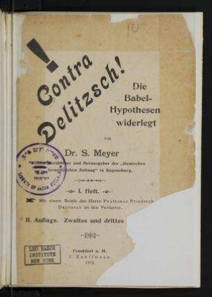 In: Contra Delitzsch! Die Babel-Hypothesen ; Band 1