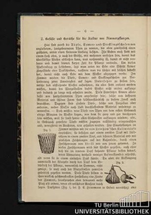 2. Gefäße und Geräthe für die Kultur von Zimmerpflanzen.