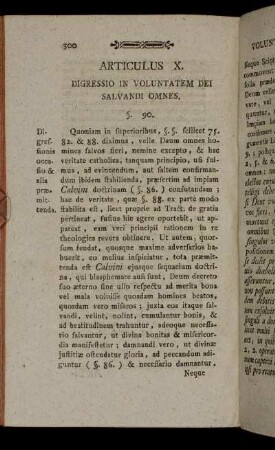 Articulus X. Digressio in Voluntatem Dei Salvandi Omnes.