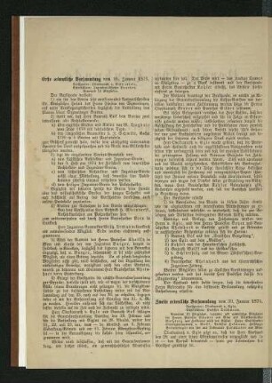 Erste ordentliche Versammlung vom 16. Januar 1875