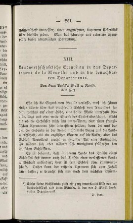 XIII. Landwirthschaftliche Excursion in das Departement de la Meurthe und in die benachtbarten Departements