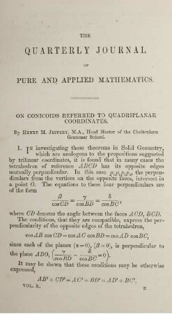 On conicoids referred to quadriplanar coordinates.